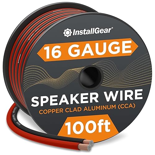InstallGear Cable de Altavoz Calibre 16 - 100 pies Especificación Verdadera Cable de Audio Tacto Suave para Estéreos de Automóvil, Cine en Casa,