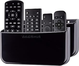TotalMount Hole-Free Remote Holders – Eliminate Need to Drill Holes in Your Wall (for 3 or 4 Remote Controls – Premium Black – Quantity 2)