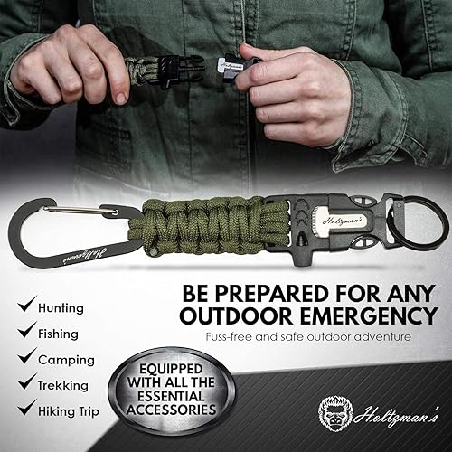 Miniatura 5 de Ultimate 5-in-1 Paracord Keychain with Carabiner for Camping, Fishing, Hunting & Outdoor Emergencies  Multipurpose Survival Tool with Paracord,