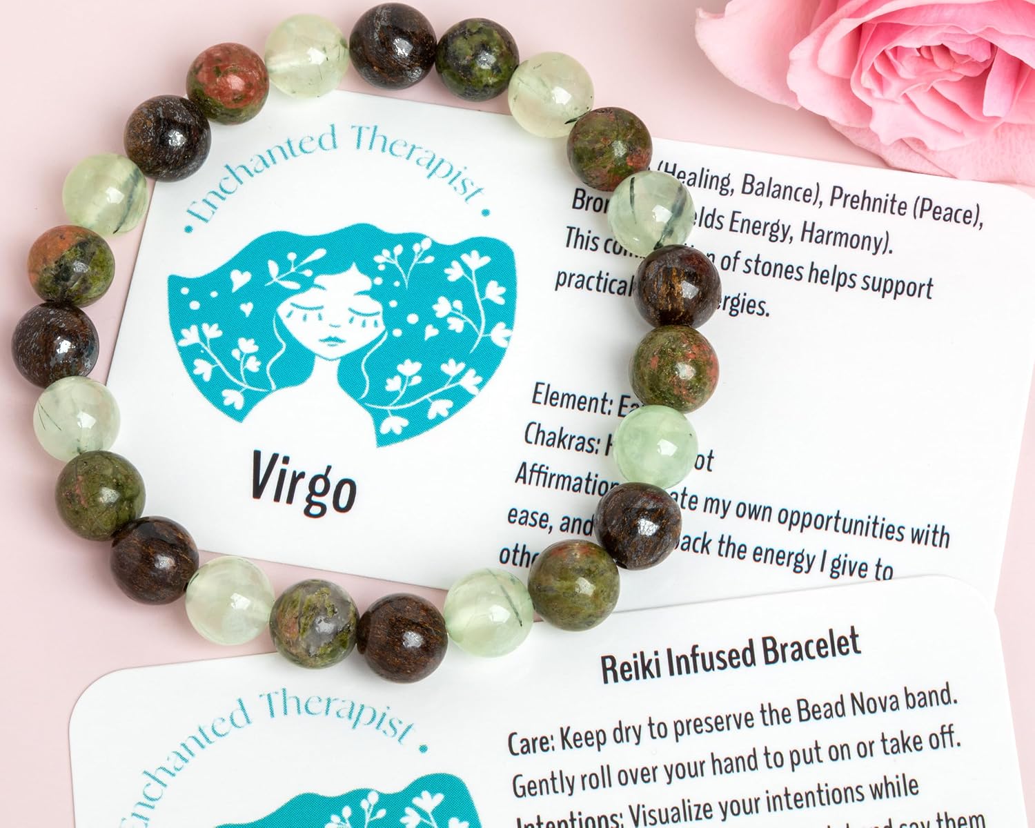 Reiki Infused Virgo Zodiac Bracelet, Energy Bracelet, Reiki Gift, Reiki jewelry, Gemstone bracelets, Crystal bracelets - Image 3
