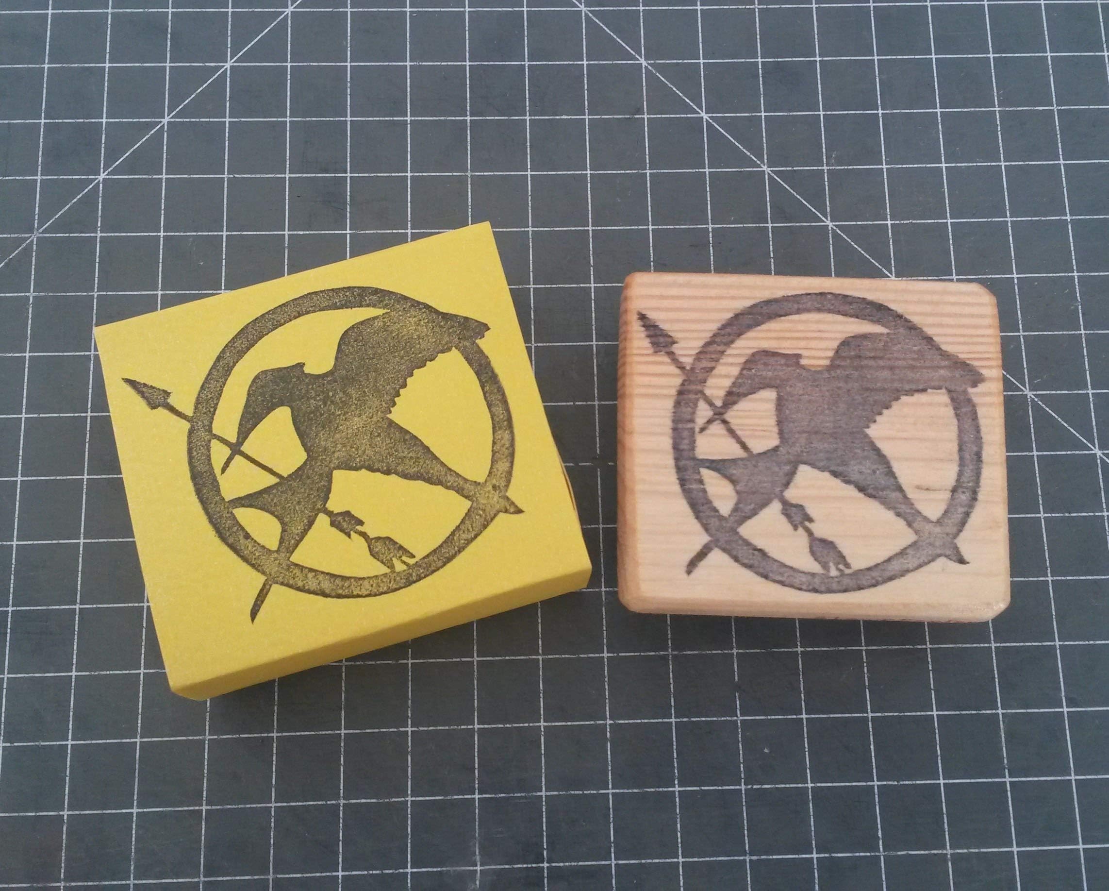 Hunger Games inspired Mockingjay Hand carved rubber stamp