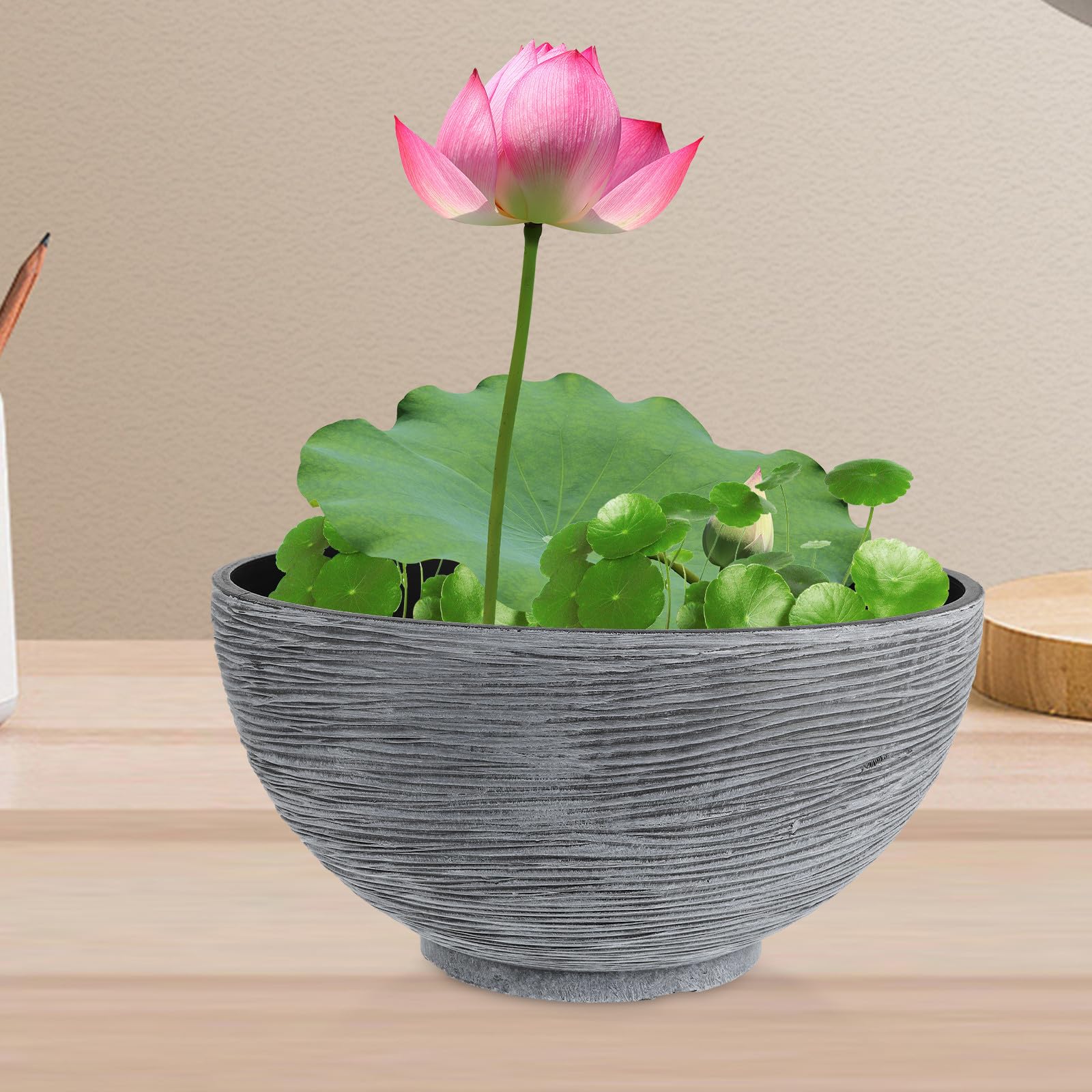 Vaso per Piante Idroponiche in Pp Leggero Design a Loto Finto per Piante Acquatiche Grande per Camera da Letto e Negozio