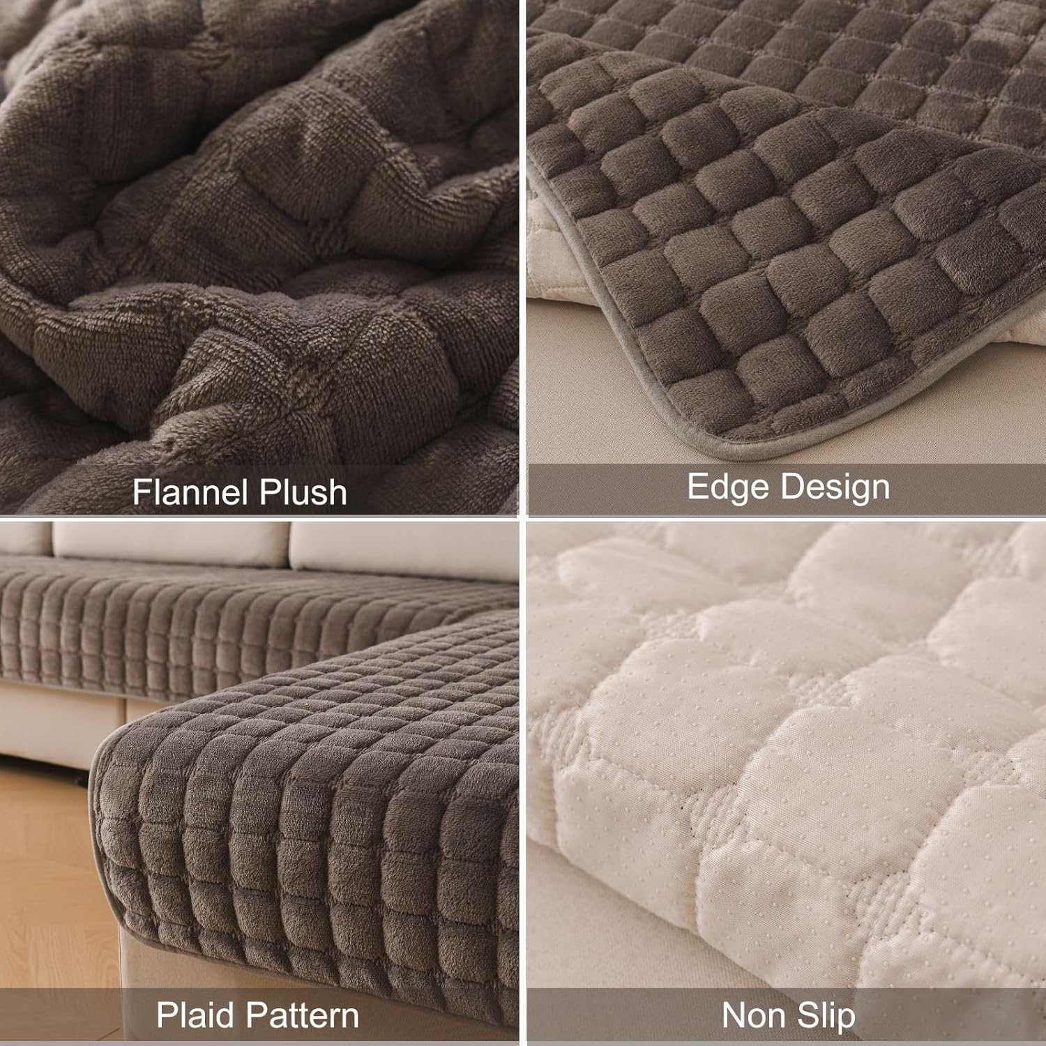vctops Flannel Plush Sectional Couch Cover, Fuzzy Pet Couch Covers for Sofa, Non-Slip Couch Cover for Dogs Washable, Non Slip Pet Friendly Sofa Cover (Dark Grey,43"x63")