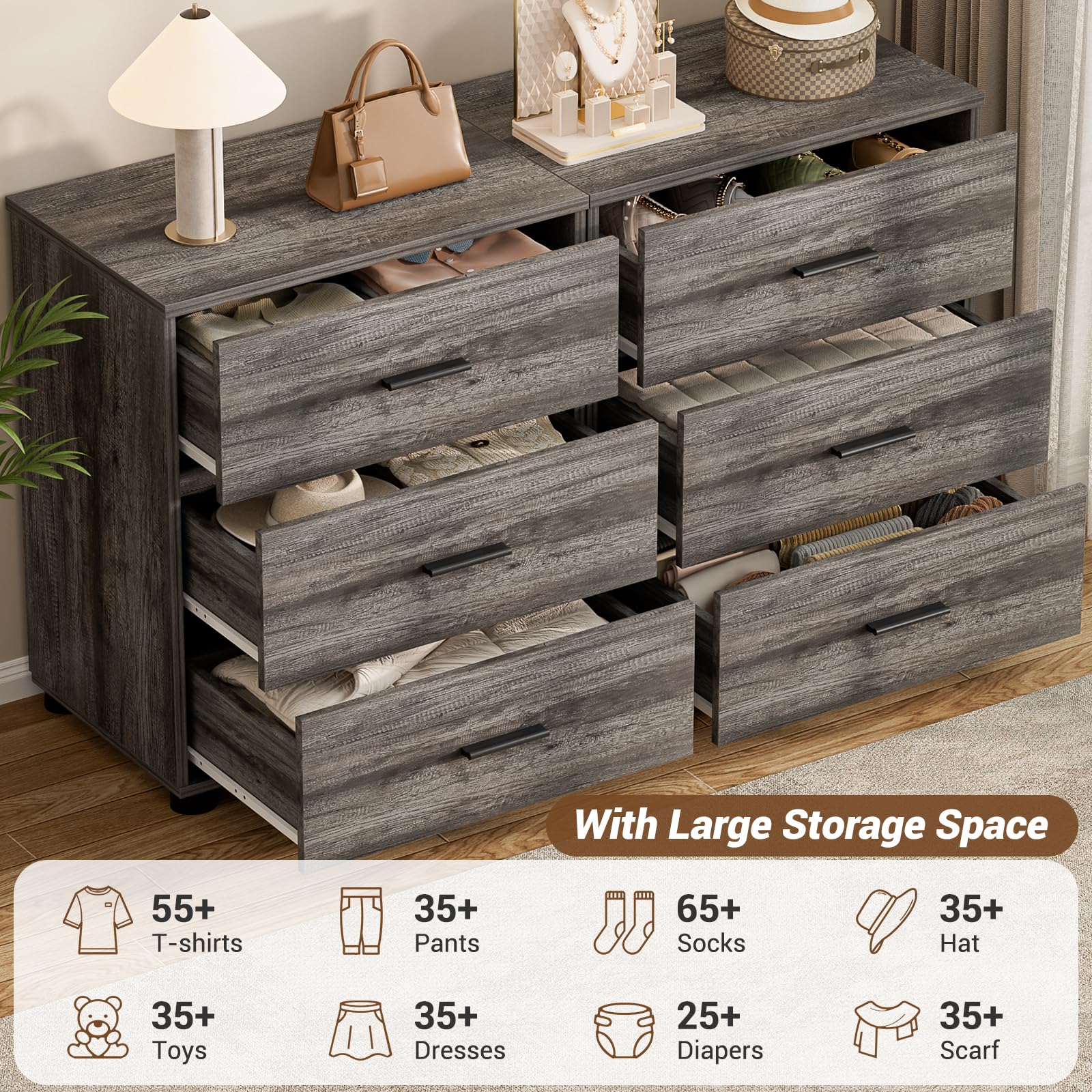 Amazon.com: Aheaplus Closet Drawers Set of 2, Wood Closet