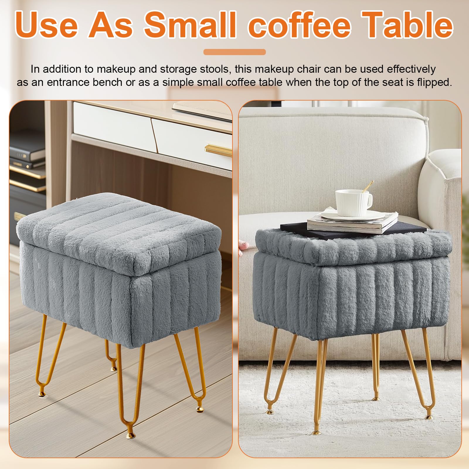 Ottoman Faux Vanity Chair Soohow Vanity Chair Storage Ottoman