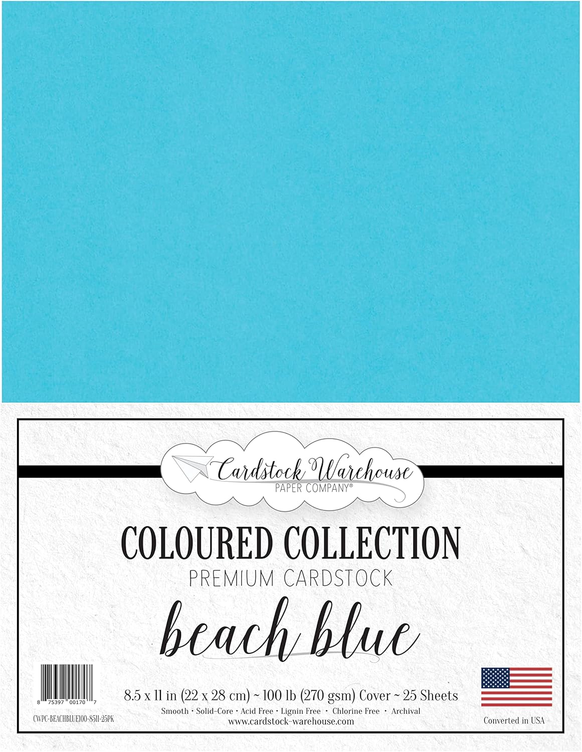 Beach Blue Cardstock Paper 8.5 x 11 inch Premium Matt 100 LB. Cover