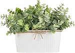 Dahey Artificial Eucalyptus Faux Plants Indoor for Farmhouse Home Decor Fake Potted Plants in Rustic Rectangular Pots Table Centerpiece for Bathroom Laundry Living Room Greenery Decor, Black