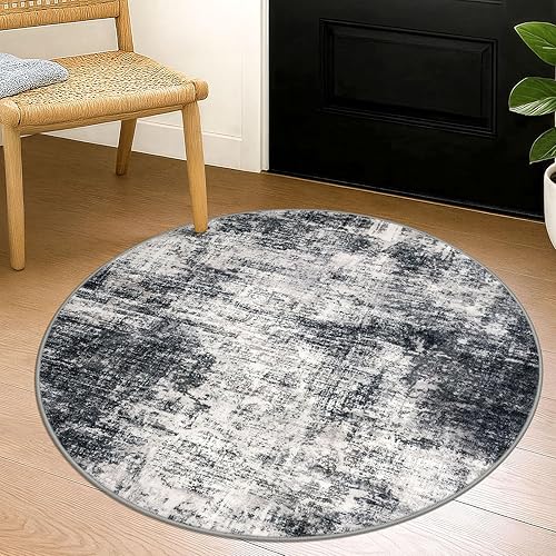 Miniatura 55 de IOHOUZE Alfombra pequeña abstracta de 2 x 3 pies, alfombra de entrada lavable para entrada interior, alfombras con respaldo de goma, alfombra Gris