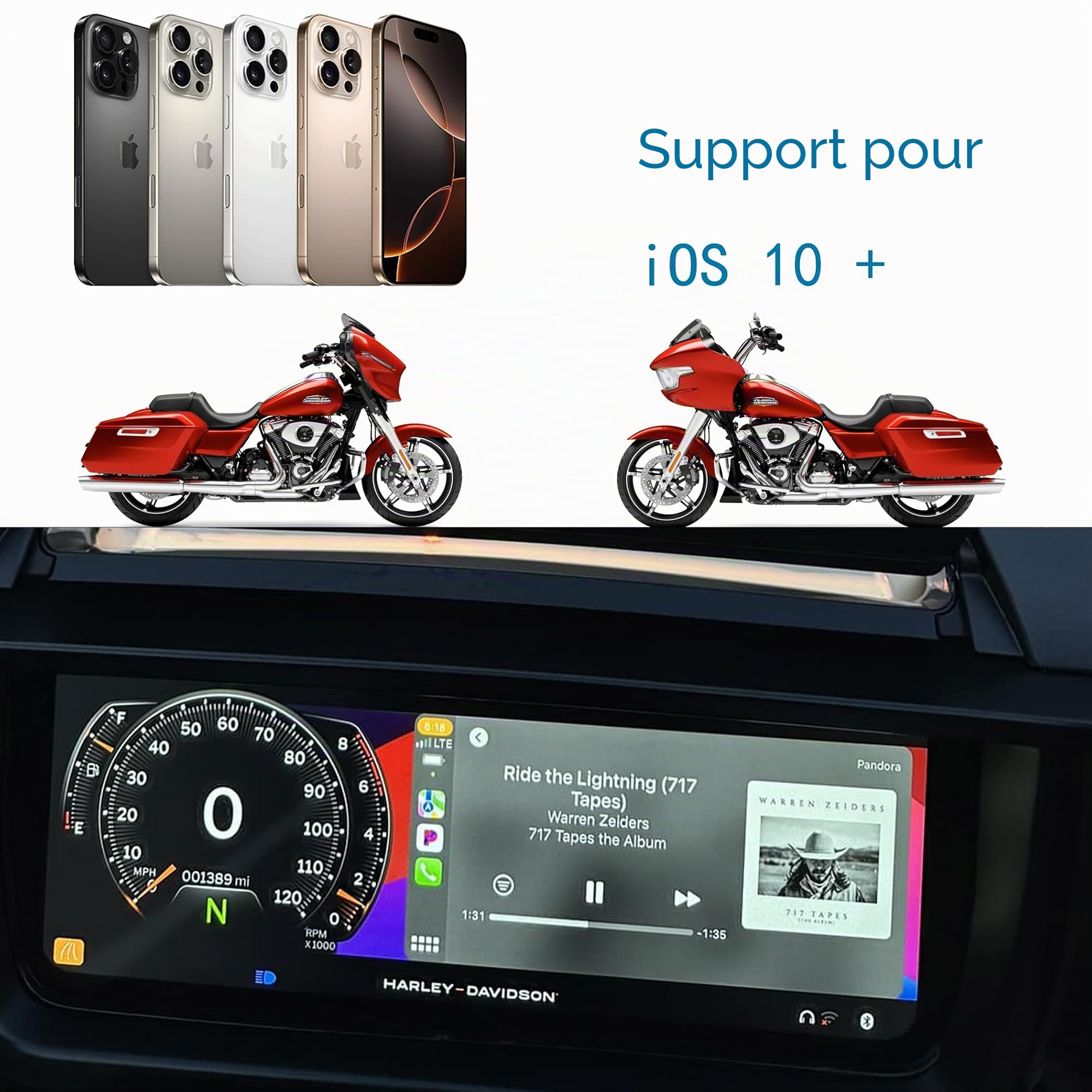 Adaptateur Carplay sans fil Road Glide 2024 pour Harley 2024-2025 Road Glide Street Glide 121 CVO/ST Accessoires Touring Plug n Play avec port de charge (USB femelle)