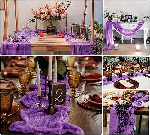 Miniatura 6 de Paquete de 15 caminos de mesa de gasa de 10 pies, camino de mesa de tela de queso, de 35 x 120 pulgadas, de gasa, bohemio, para bodas, fiestas de