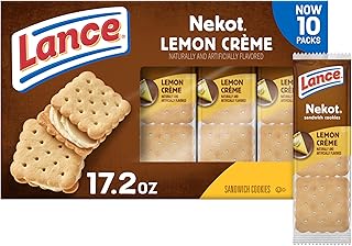Lance Sandwich Cookies, Nekot Lemon Creme, 10 Individually Wrapped Packs, 6 Sandwiches Each