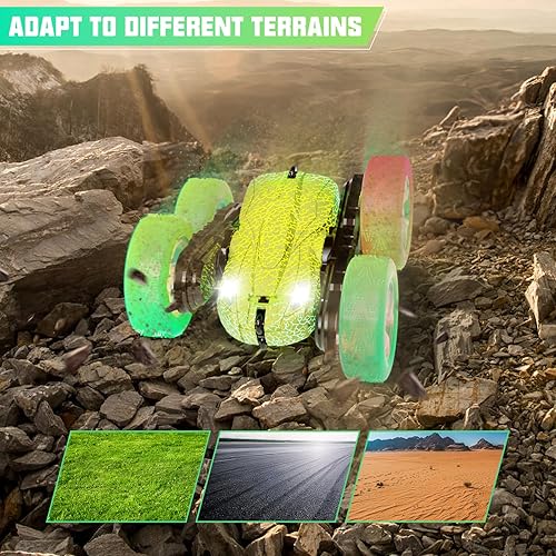 Miniatura 5 de Auto a control remoto de 82.4 F con faros delanteros, rotación de 360 de doble cara, camión RC 4WD para niños y niñas, para niños y niñas, para