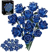 Vista 1 de Blue Roses Flower Bouquet Building Set, Compatible with Lego Flowers, Artificial Flowers Botanical Collection Gift for Halloween Gothic Retro Home