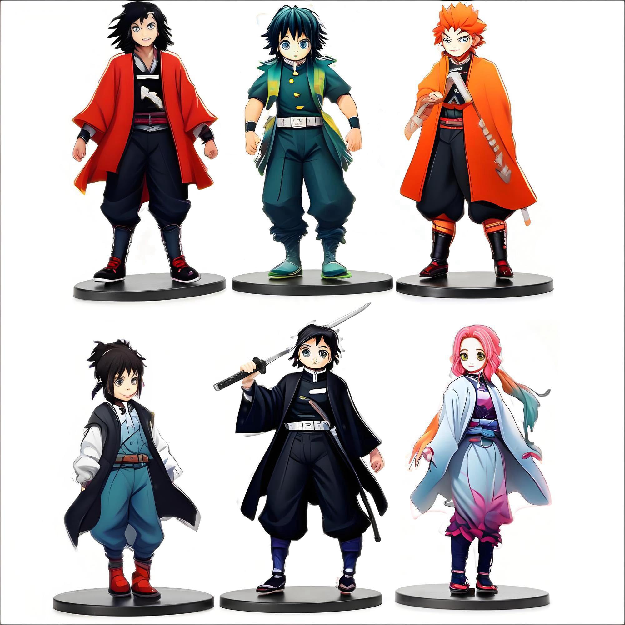 Cosplay Slayer Action Figure Set - Collectible Figurine Gifts Decoration Figures Toy 6 PCS Set 6.3 Inch, Zenitsu Inosuke Tanjiro Nezuko Tomioka Shinobu Figure, Collectible Figurine Gifts