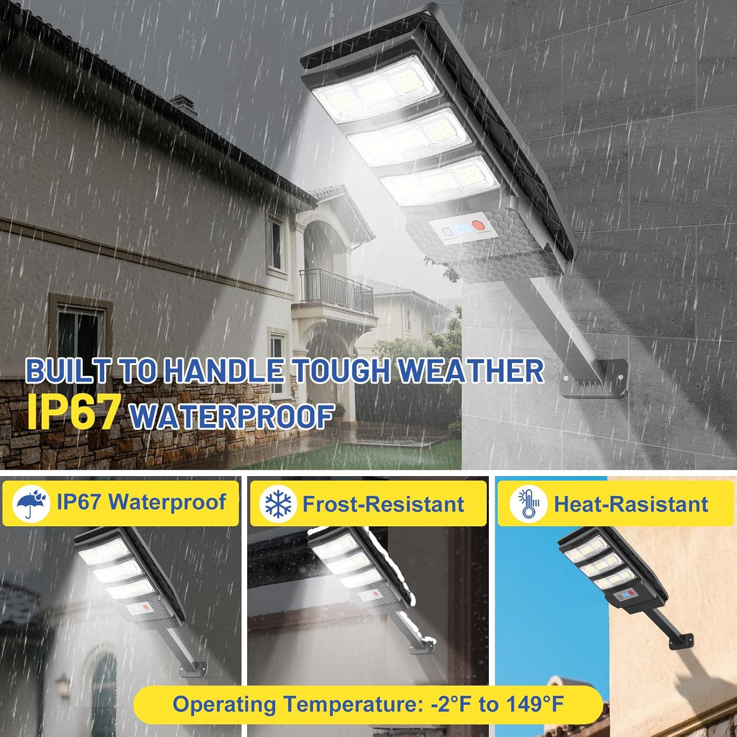 Solar Lights Outdoor Waterproof 4 Pack, Flood Lights Motion Sensor Solar Powered, Dusk to Dawn Outdoor Lighting Remote Control, Street Security Wall Lamp Exterior for Outside Garden Patio Yard