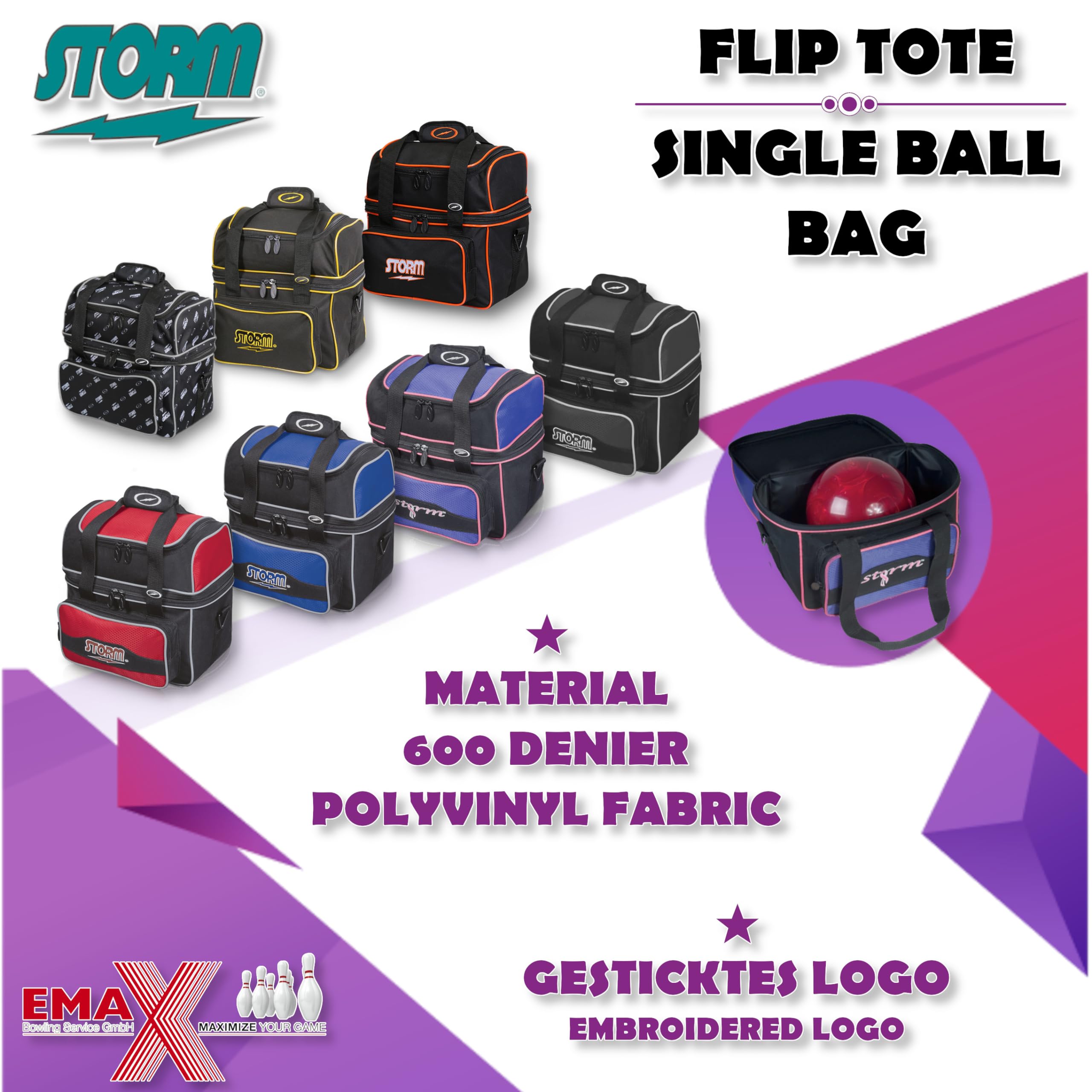 EMAX | Storm - Bolsa para bolos con compartimento para zapatos