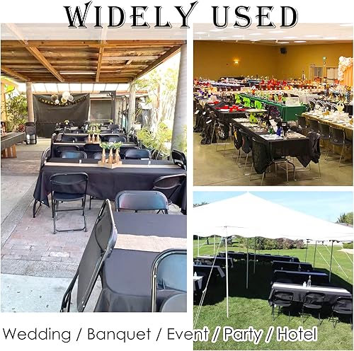 Miniatura 6 de Paquete de 6 manteles de poliéster de 60 x 102 pulgadas, color negro, para mesas rectangulares de 6 pies, resistentes a las manchas y a las arrugas,