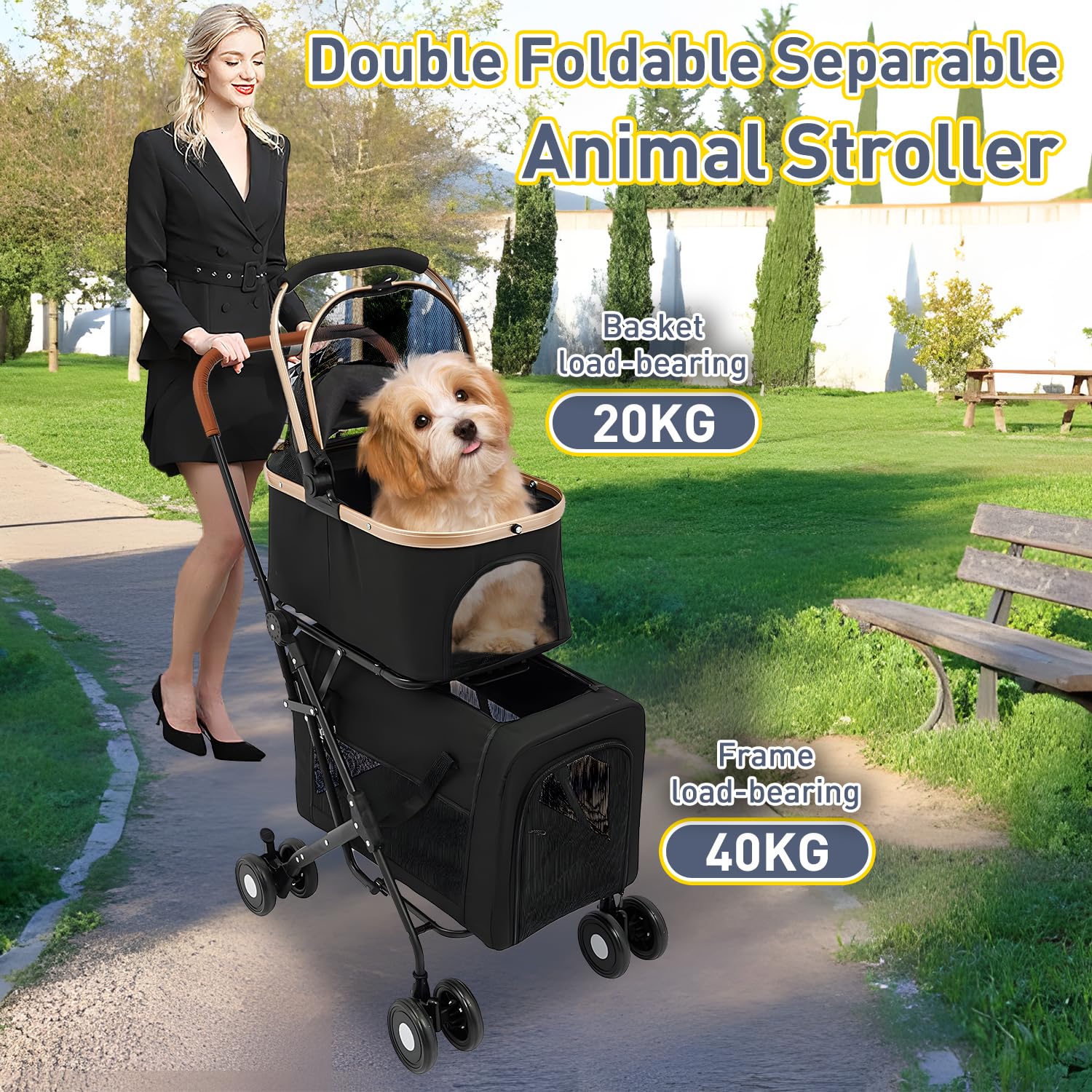 Ultimate Comfort: The Double Pet Stroller for Your Furry Duo!