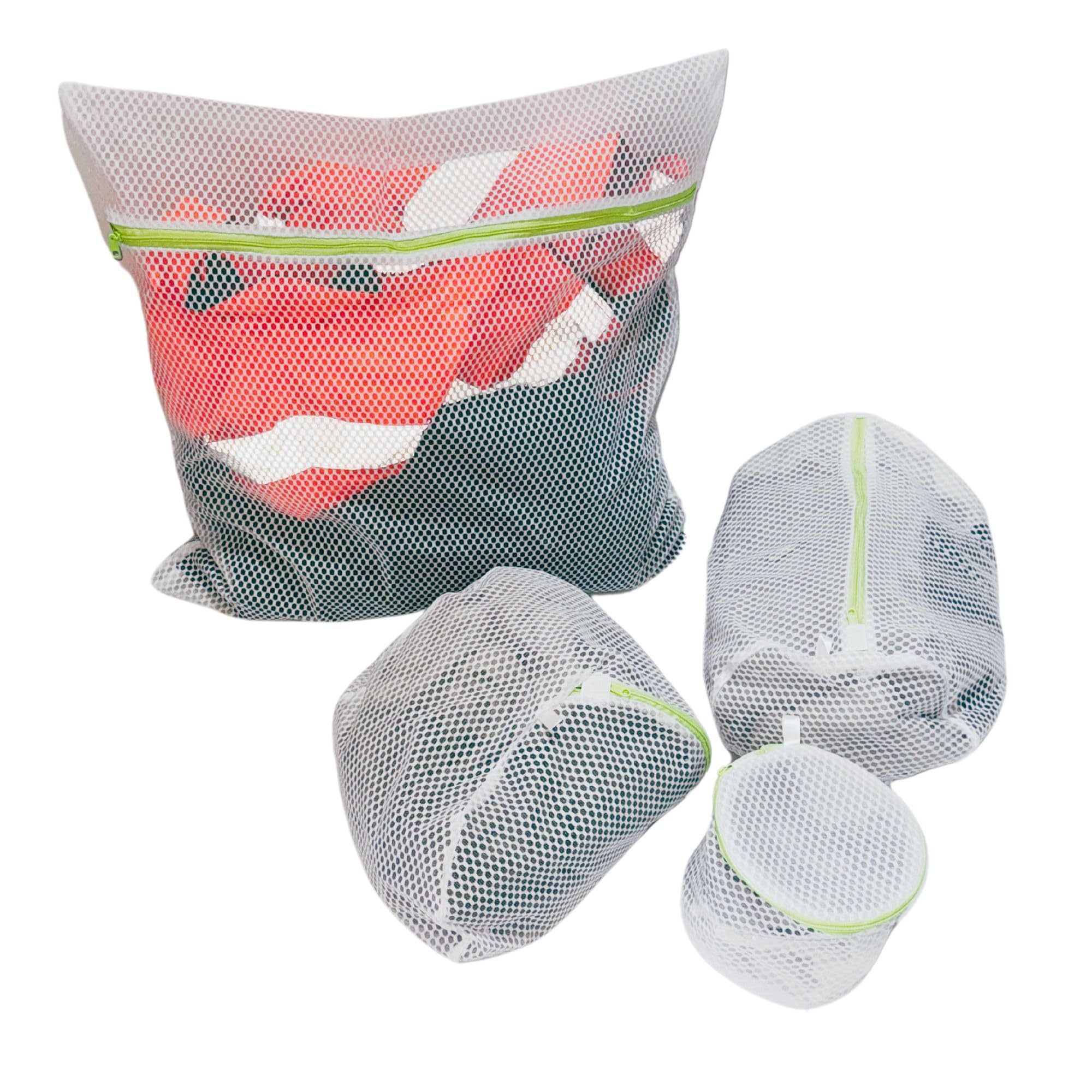 Mesh Laundry Bags Reusable Durable Polyester Washing Machine Bag Pouch Thicken Net Bag For Delicates Blouse Hosiery Underwear Bra Lingerie Baby Clothes (Set of 4 Washing Bags