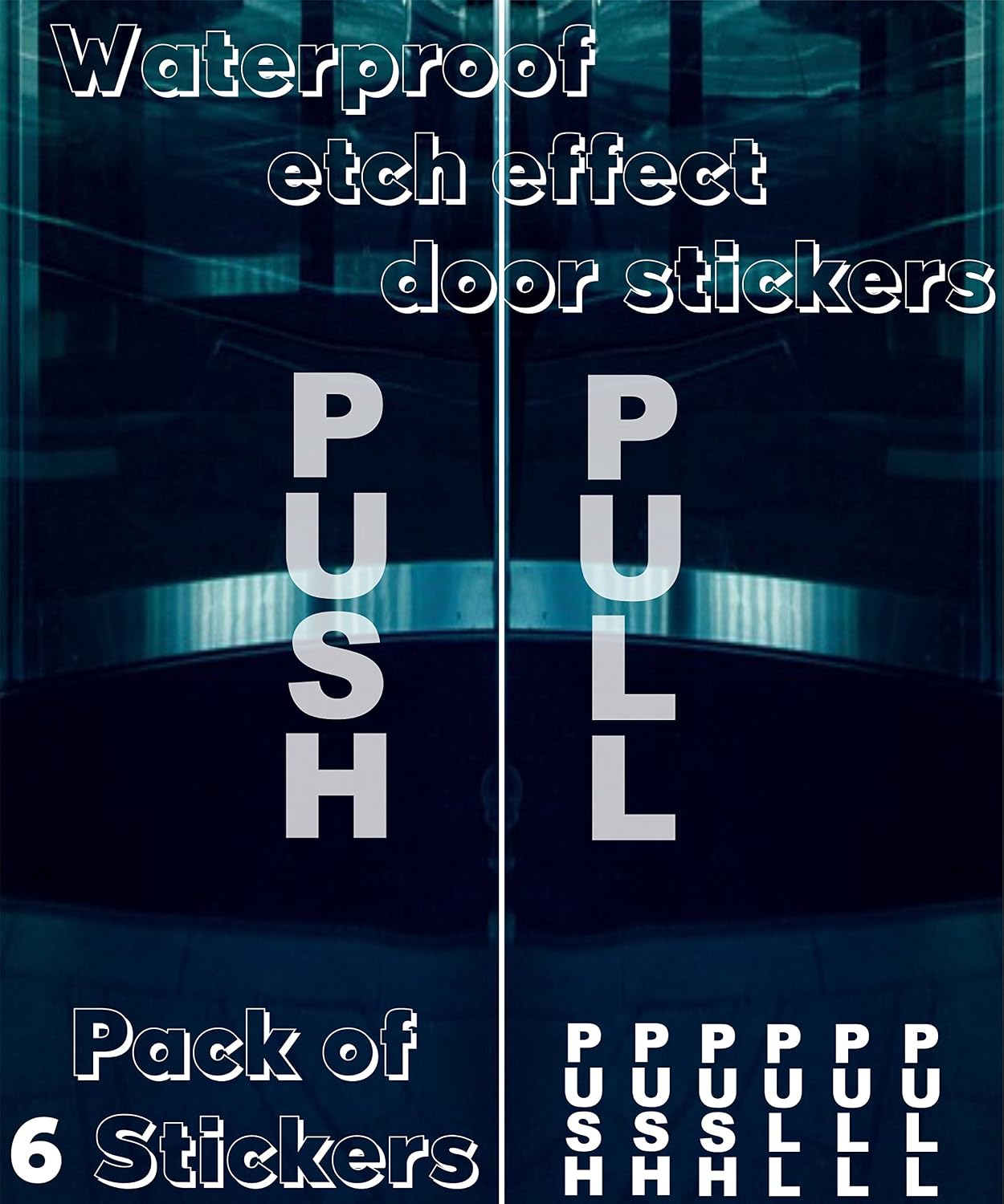 Amazon.com: Pack of 6 Etch Effect/Frosted Look Door Stickers - Pull ...