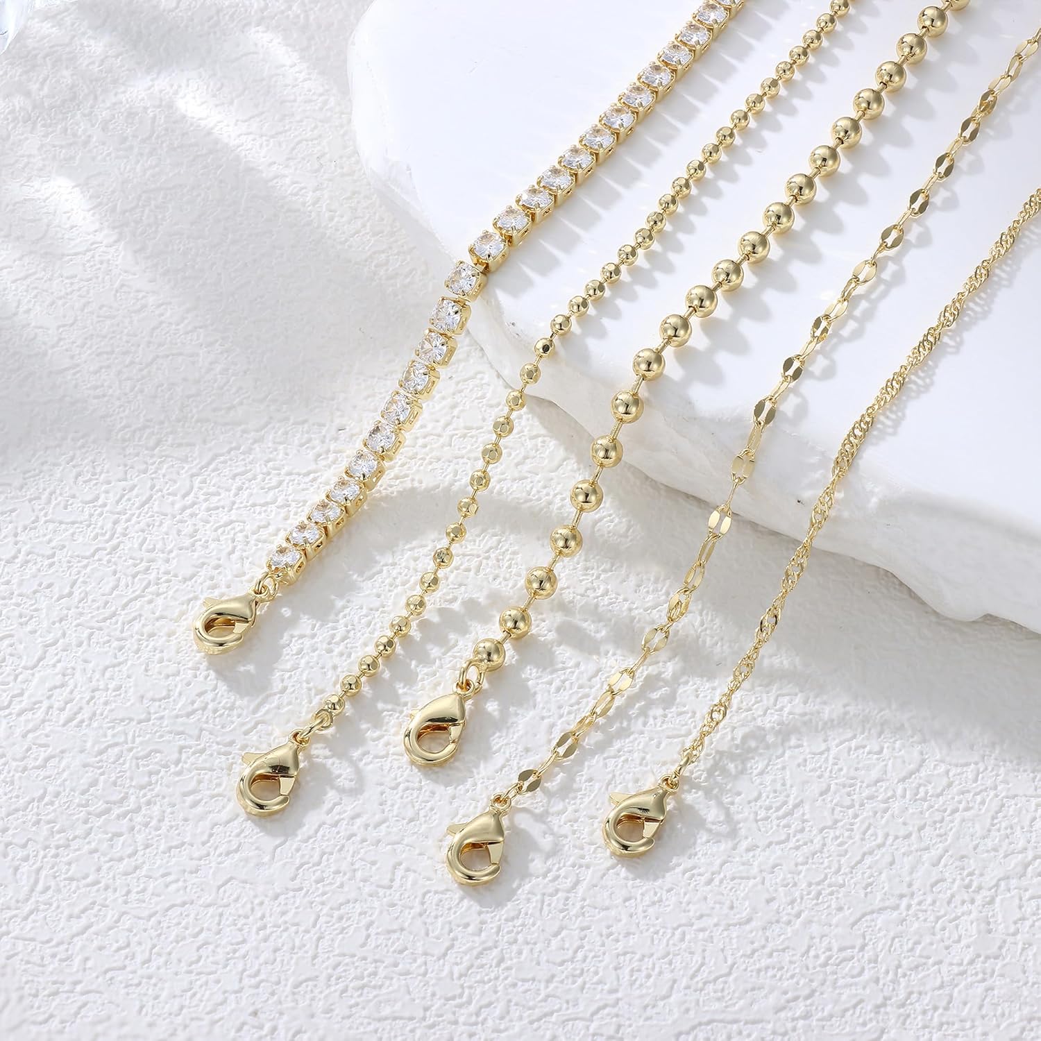 Dochais Gold Bracelets for Women Trendy 14k Gold-Plated Stackable Dainty Bracelet Adjustable Charm Paperclip Cuban Link Chain Tarnish Free Accessories Gifts - Image 5