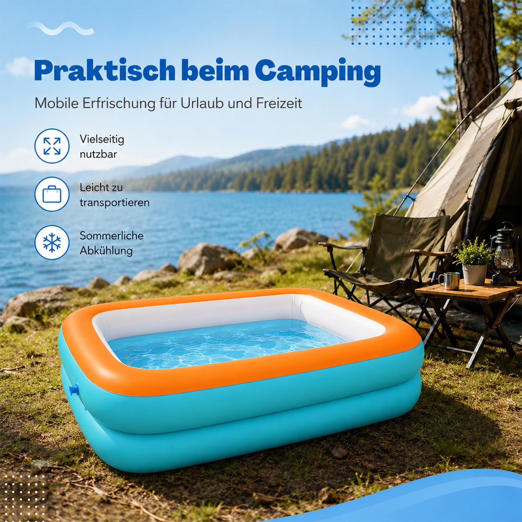 Aufblasbares Planschbecken 105x75cm Kinderpool Tragbare Badewanne