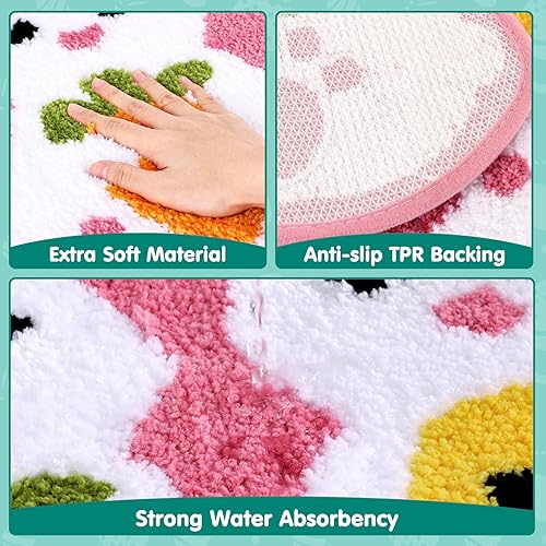 Miniatura 3 de Tapete de baño de Pascua, antideslizante, lavable, absorbente, tapete de baño de Pascua, alfombra de conejo, alfombra suave para dormitorio, sala de