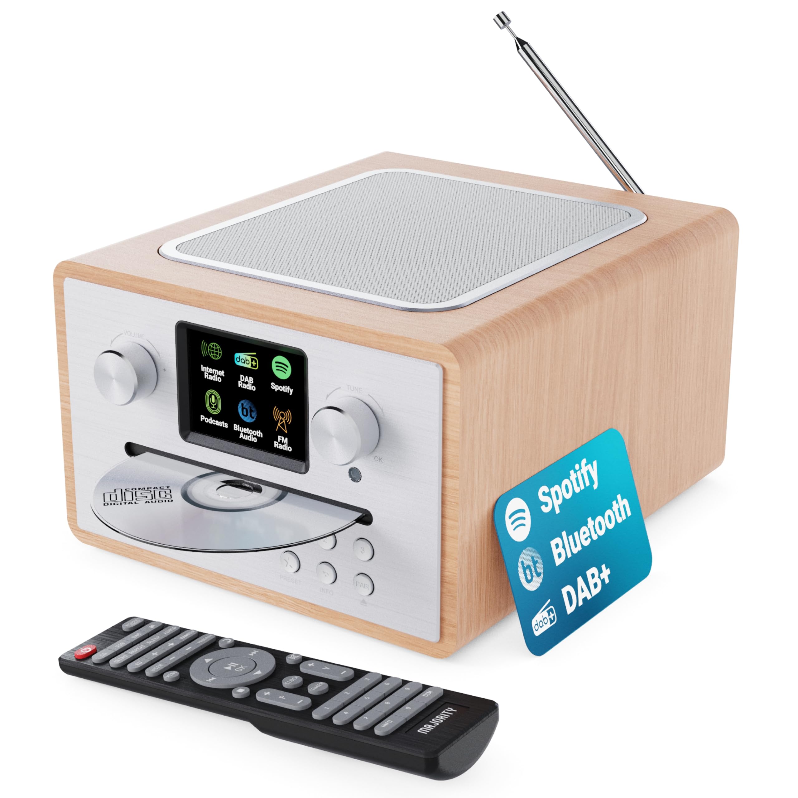 Majority Homerton Radio Dab Plus, Radio Internet WiFi, Lecteur CD Bluetooth - Les Beatles, Paul McCartney, John Lennon, RIngo Starr, George Harrison Majority Homerton Radio Dab Plus, Radio Internet WiFi, Lecteur CD Bluetooth