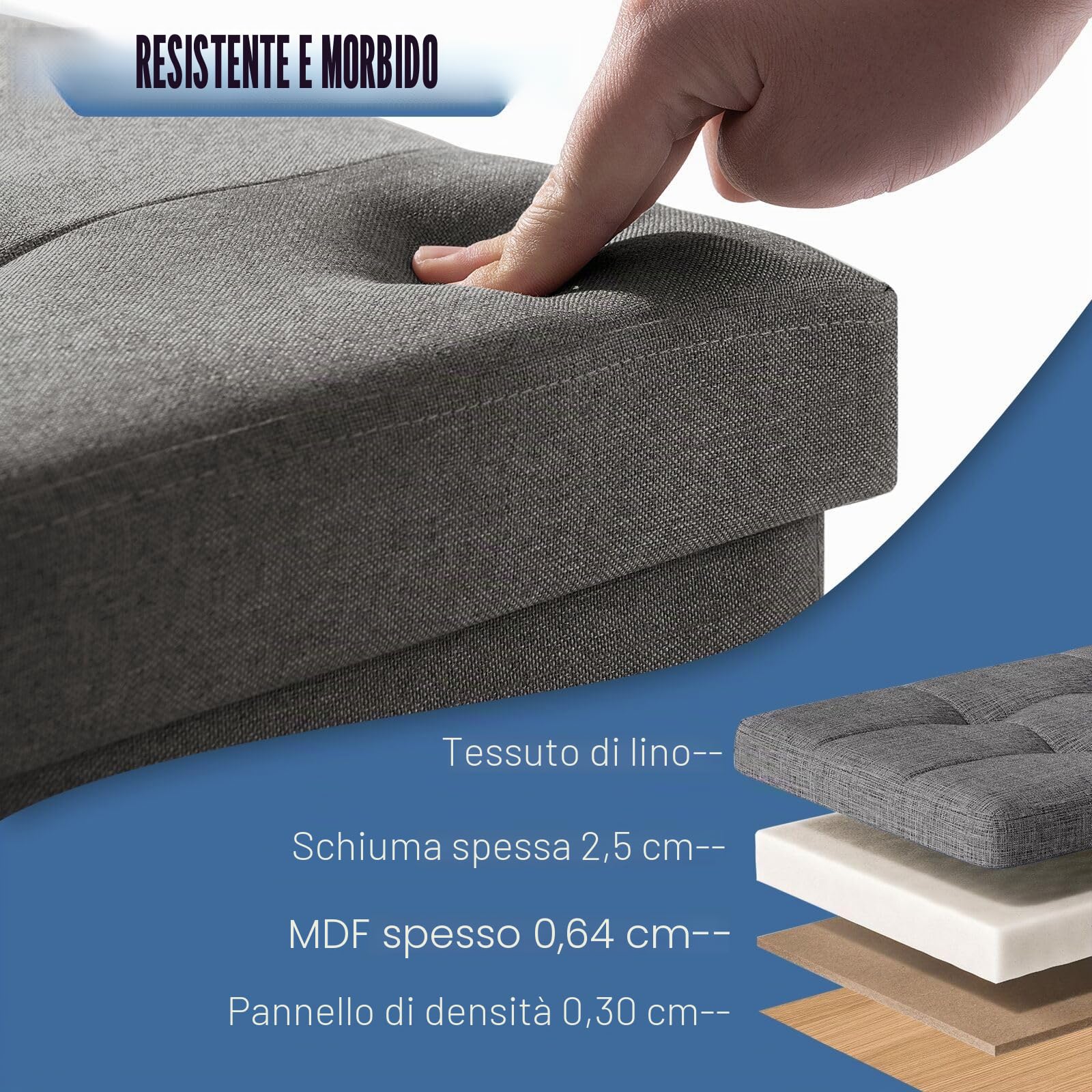 BRIAN & DANY Pouf Cubo Poggiapiedi Sgabello Contenitore Cassapanca Pieghevole 38 x 38 x 40 cm, Grigio