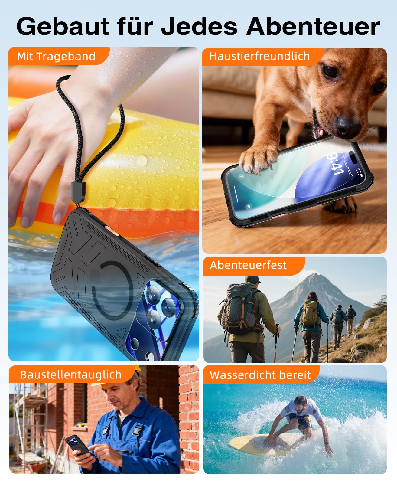Beeasy für iPhone 17 Pro Hülle Wasserdicht für MagSafe, IP68 Wasserfest Staubdicht Handyhülle 360 Grad Outdoor Schutzhülle, Stoßfest Panzerhülle mit Displayschutz 6,3", Matt Grün
