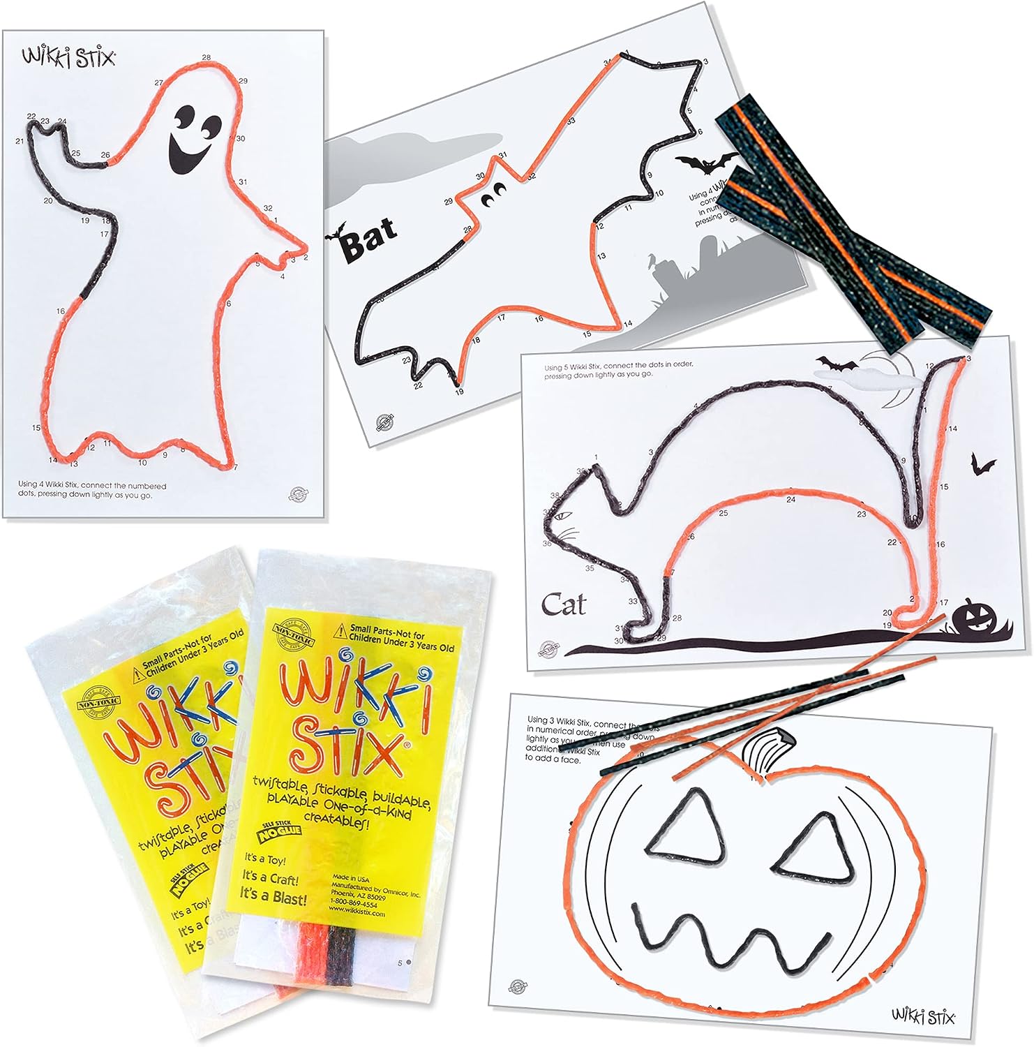 Wikki Stix Trick or Treat Fun Paks are The Perfect Non-Candy Halloween Treat, Pak of 50, Made in The USA!