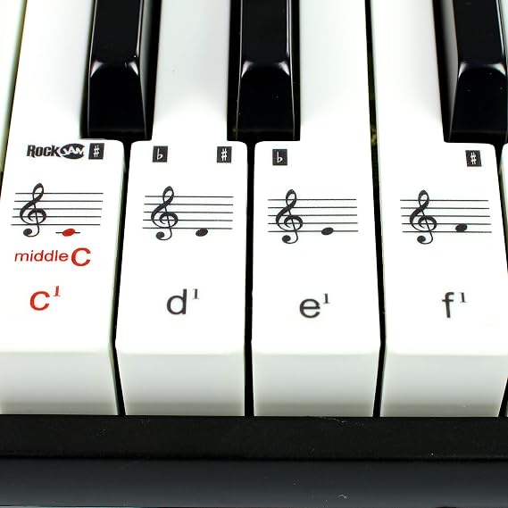 Keyboard piano with music stand key note stickers & Simply Piano app