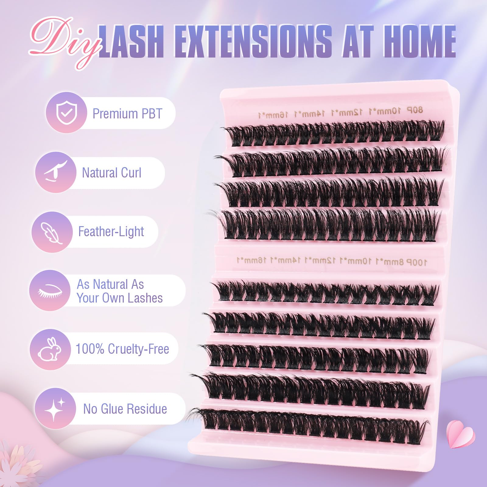 Oreola Cluster Lashes - 80D & 100D Individual Wispy Soft Russian Lashes - Reusable Mix 8-16MM C & D Curl, black - Image 2