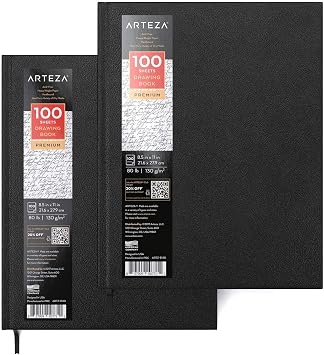 ARTEZA Hardcover Drawing Sketchbooks, 2 Pack, 8.5 x 11 in, 200 Sheets