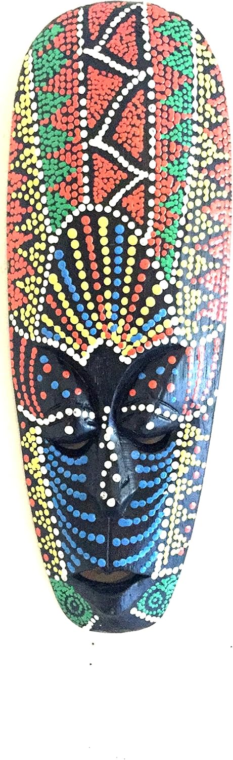 OMA African Wall Mask Lucky In Love Aboriginal Style Hand Painted Wooden Wall Hanging Art Home Décor