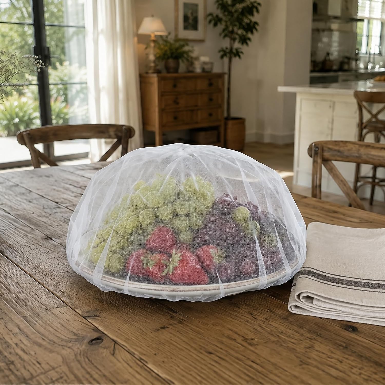 6 Pack Elastic Mesh Fruit Bowl Covers, Reusable Mesh Food Covers