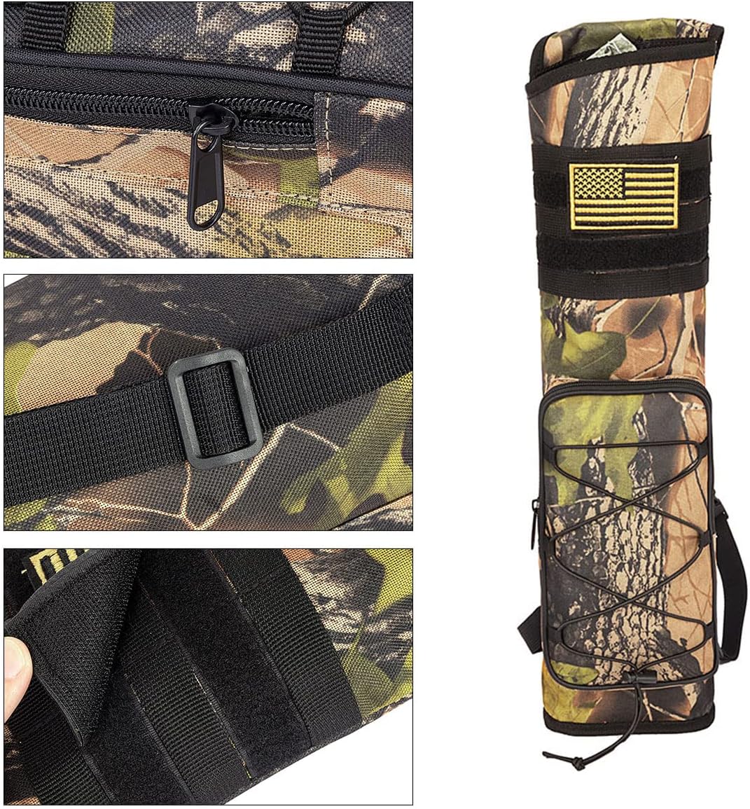 RZAHUAHU Archery Quiver for Arrows Multi-Function Back with Molle System Tactical Arrow Holder Archery Bag Accessories and Pockets for Hunting Shooting Target Practice : Sports & Outdoors