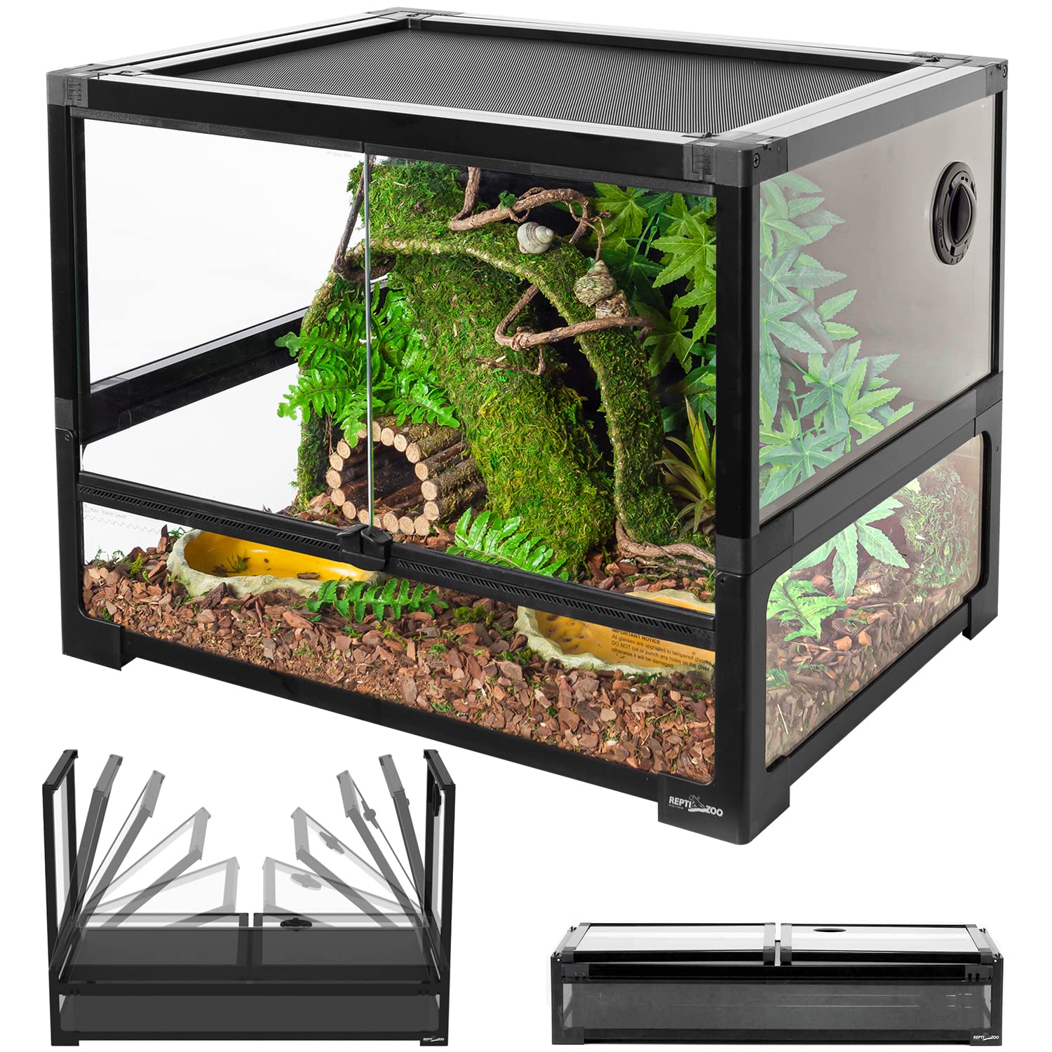 Buy REPTIZOO 34 Gallon Large Full Glass Reptile Terrarium Tank 24" x 18