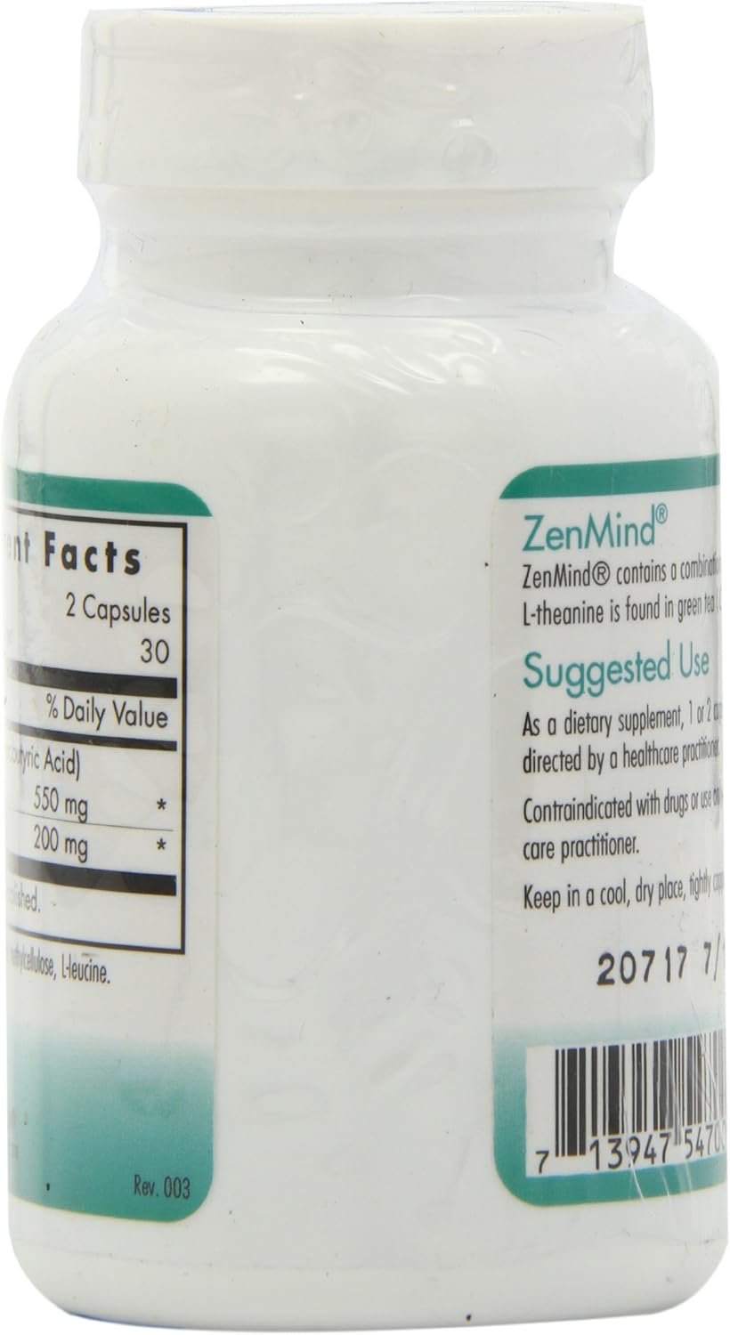Allergy Research Group Nutricology ZenMind Supplement - Calmness Support, Day or Night, GABA, L-Theanine, Hypoallergenic, Vegetarian Capsules - 60 Count