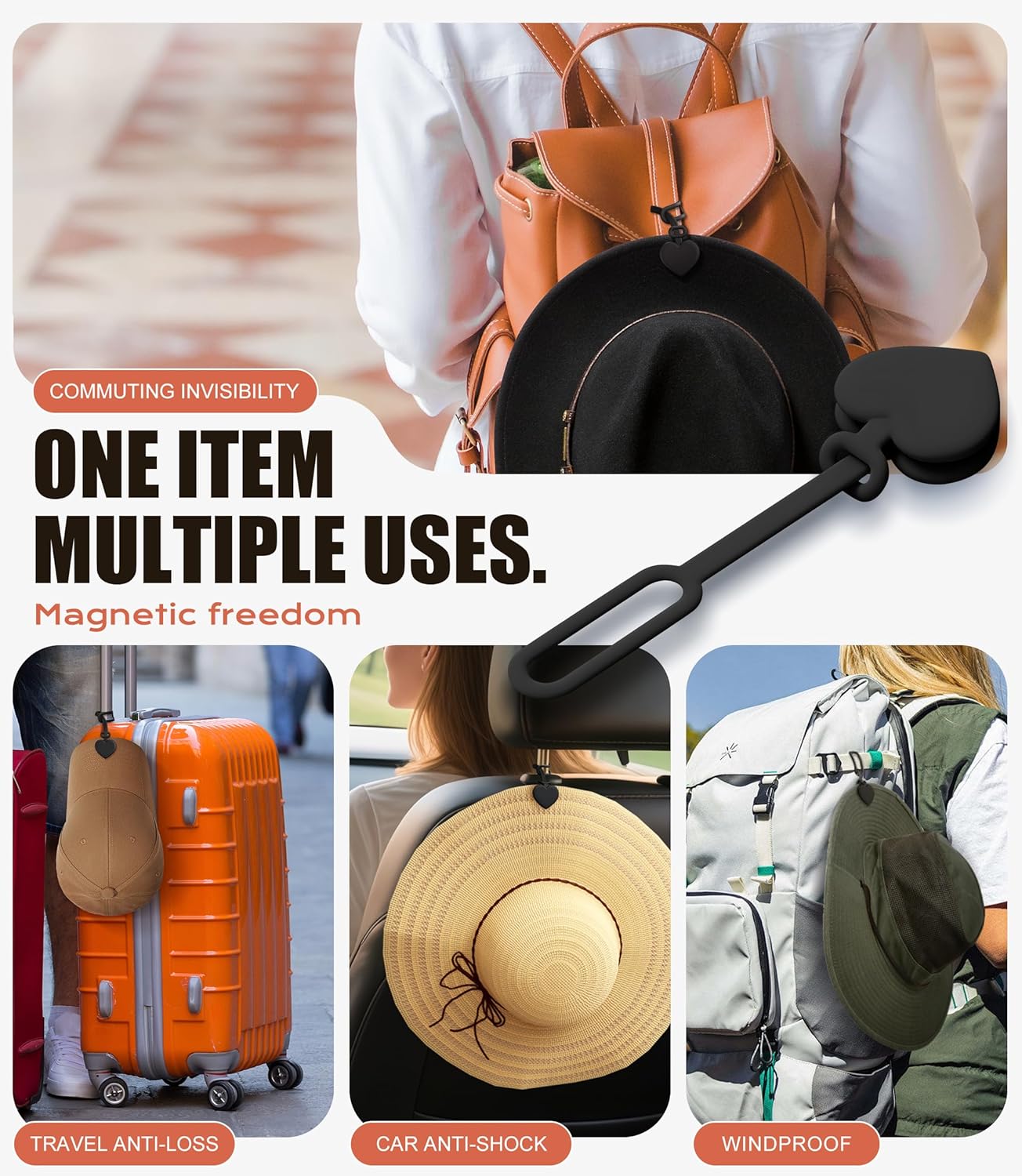 Nearockle Magnetic Hat Clip for Travel on Bag, 2Pack Silicone Adjustable Sunhat Holder Clips, Vacation Beach Essentials - Image 6