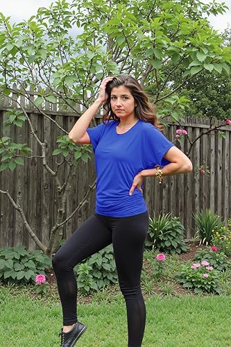 Miniatura 4 de Lock and Love Camiseta Dolman de manga corta versátil para mujer, cuello barco y cuello en V