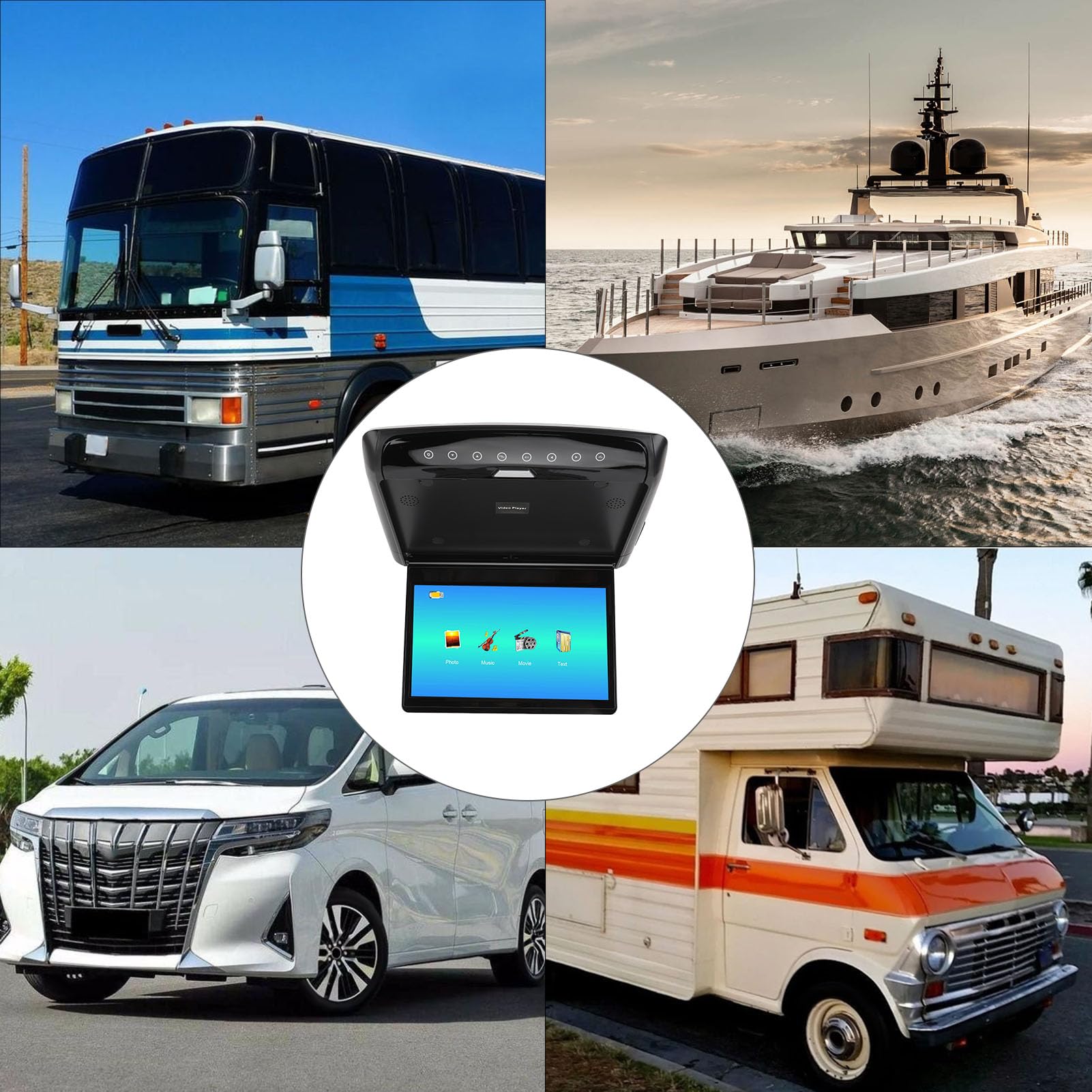 Autodach-Player, Auto-Overhead-Player 11,6-Zoll-HD-IPS-Bildschirm 170-Grad-Öffnungswinkel Rücksitz-Entertainment für Business-Auto-SUV-Wohnmobil (BLACK)