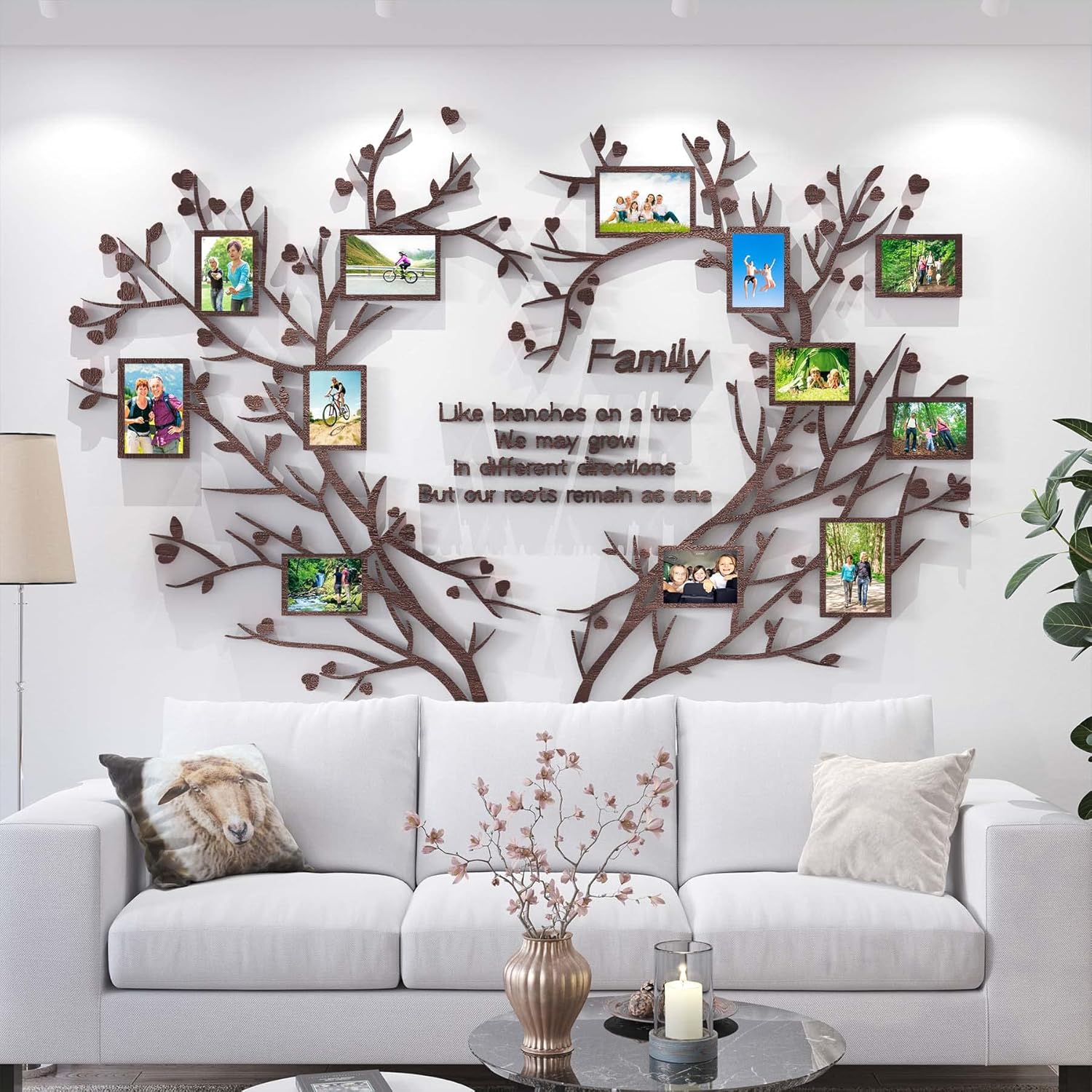 DecorSmart Love Family Tree Wall Decor Picture Frame Collage Removable 3D DIY Wood