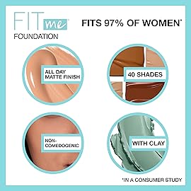 Maybelline Fit Me Matte + Poreless Liquid Foundation Makeup, Ivory, 2 COUNT Oil-Free Foundation