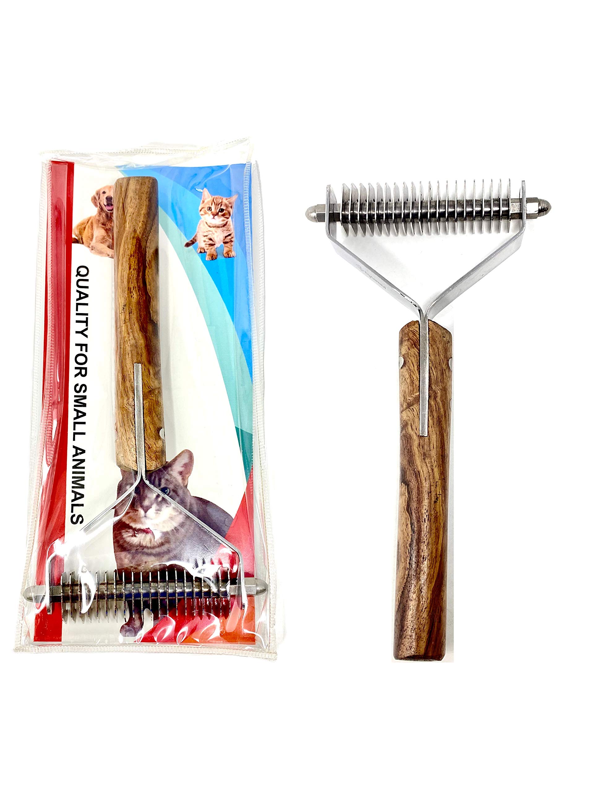 Pet Grooming Tool - Undercoat Rake for Cats & Dogs - Premium Trimmer Coat King Blade - Safe Dematting Comb for Easy Mats & Tangles Removing - No More Nasty Shedding and Flying Hair (20 Blade)