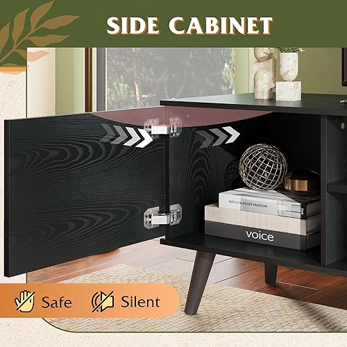 Miniatura 32 de WLIVE Soporte de TV para TV de 55 y 60 pulgadas, moderno centro de entretenimiento con armarios de almacenamiento, mesa consola de TV de mediados de