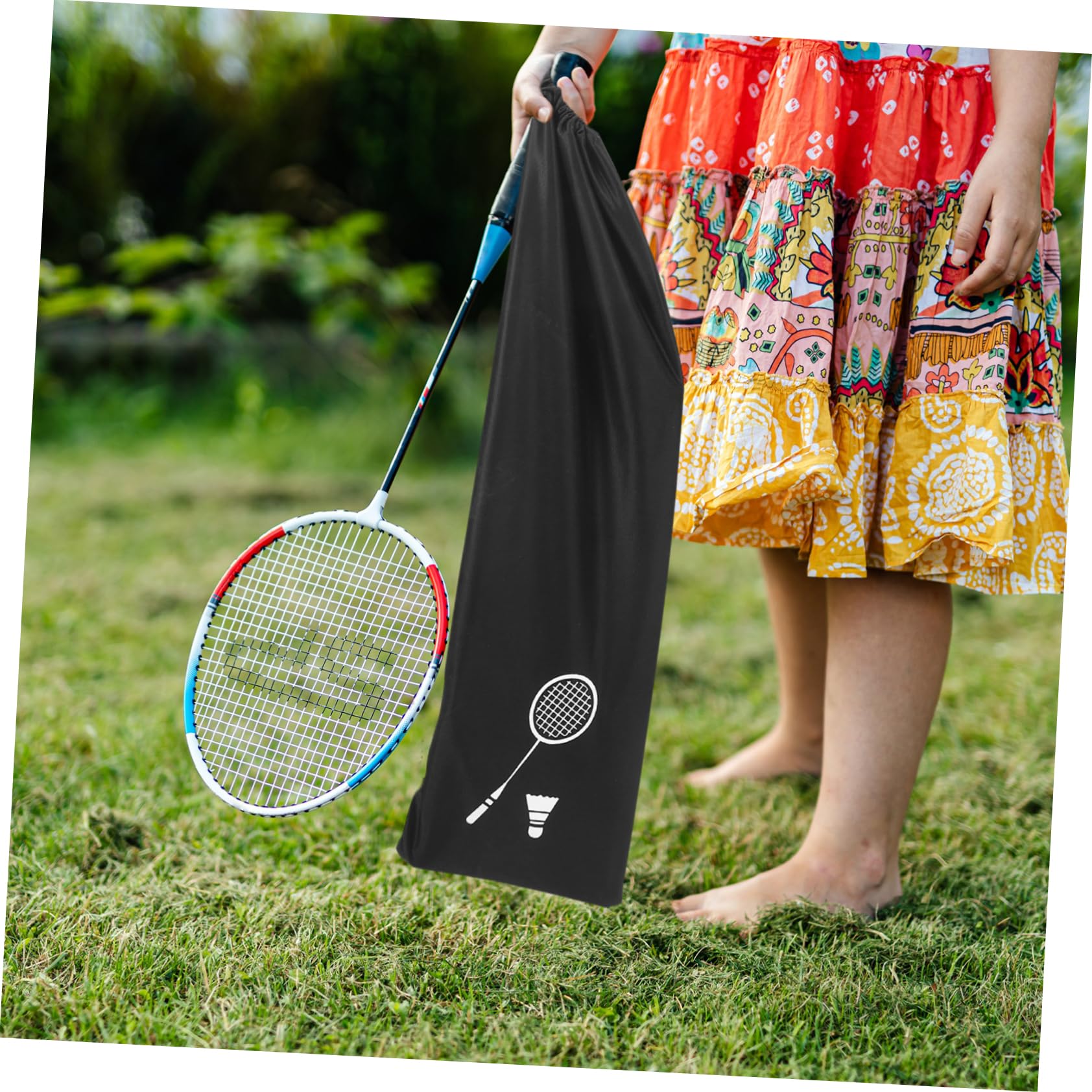 TOYANDONA Bolsa de bádminton Bolsa de Raqueta de Pelusa Bolsa de Raqueta portátil Volantes de bádminton Deportes Accesorios de bádminton Bolsa de Raqueta al Aire Franela Gruesa Negro