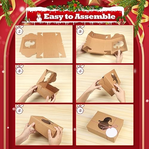 Vista 60 de COTOPHER 18 cajas de galletas de Navidad con ventana, cajas blancas de panadería de 4 x 4 x 2.5 pulgadas para regalo, mini cajas de pastel