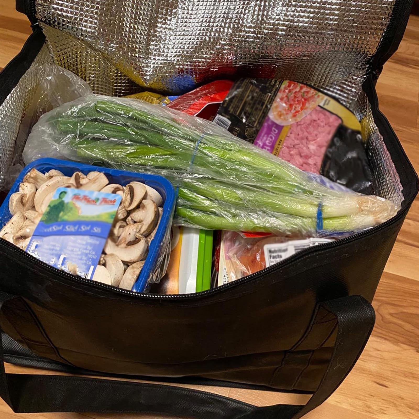 MUKSEUT Confezione da 4 sacchetti termici da 30 l, riutilizzabili e isolati per catering, picnic, campeggio, consegna di cibo, per mantenere la pizza calda o fredda da asporto