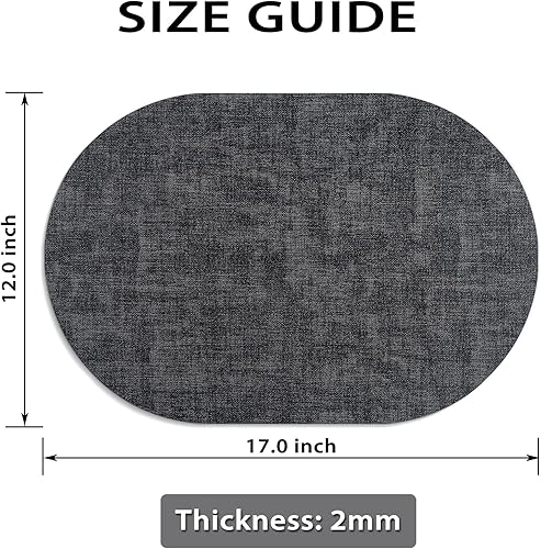 Miniatura 6 de Juego de 6 manteles individuales para mesa de comedor, antideslizantes, resistentes al calor, ovalados de cuero, de doble capa, impermeables,